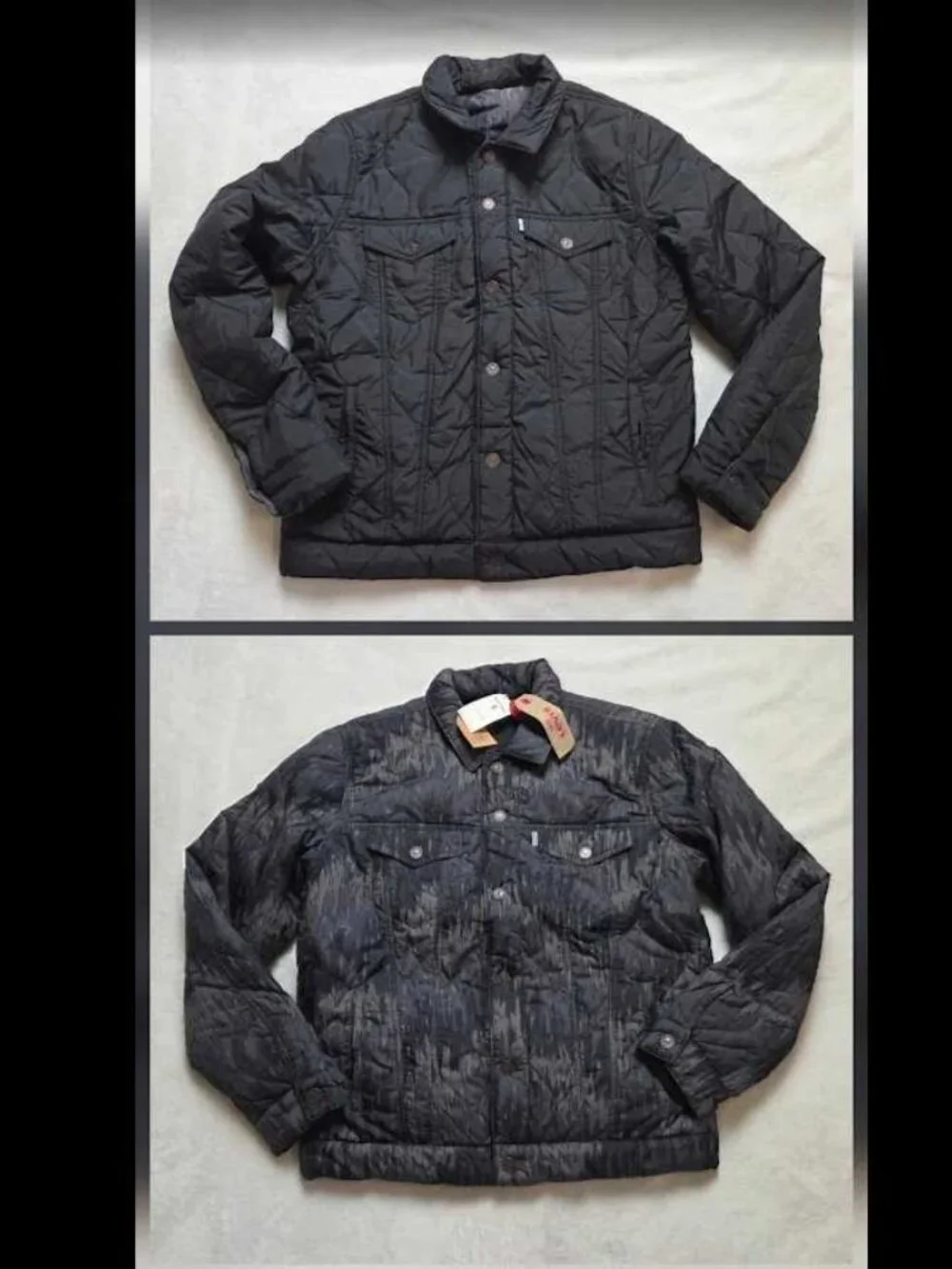 New S Levi's reversible trucker jacket - gray quilted camo - black puffer